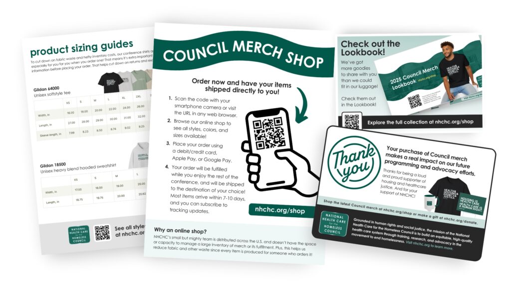 Collection of printed shop signage and marketing collateral
